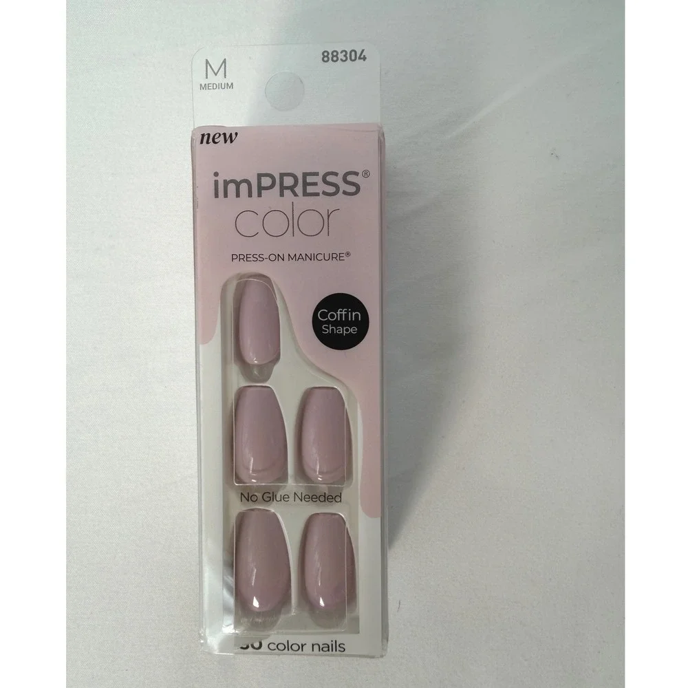 KISS imPRESS Color Press On Manicure French Lavender 516 Coffin Shape M 105-47